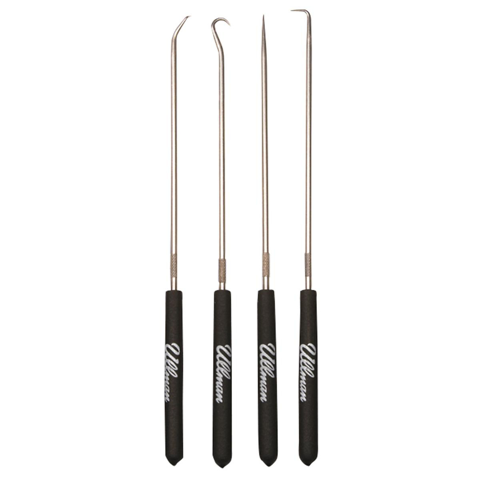 Ullman Devices 4-Piece Hook Pick Set — 9 3/4in. Length, Cushion Grip, High Carbon Steel, Model# ULLCHP4-L